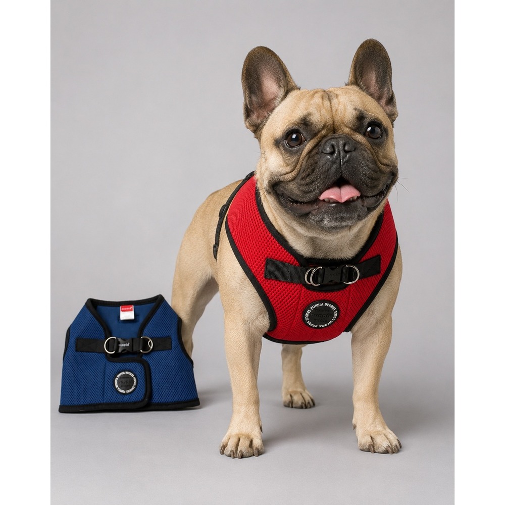 Puppia Soft Vest Harness B XL Red Navy Blue Bundle 2-Pack Mesh Dog Harness NEW